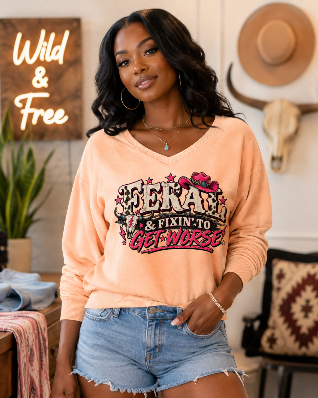 Feral & Fixin' to Get Worse Scoop Neck Sweatshirt