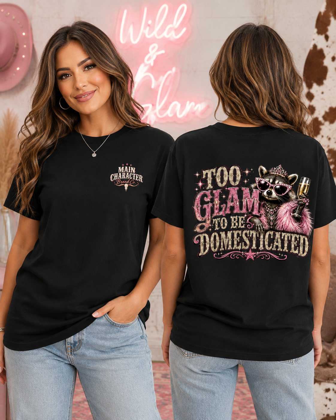 Too Glam to Be Domesticated Raccoon Graphic Tee
