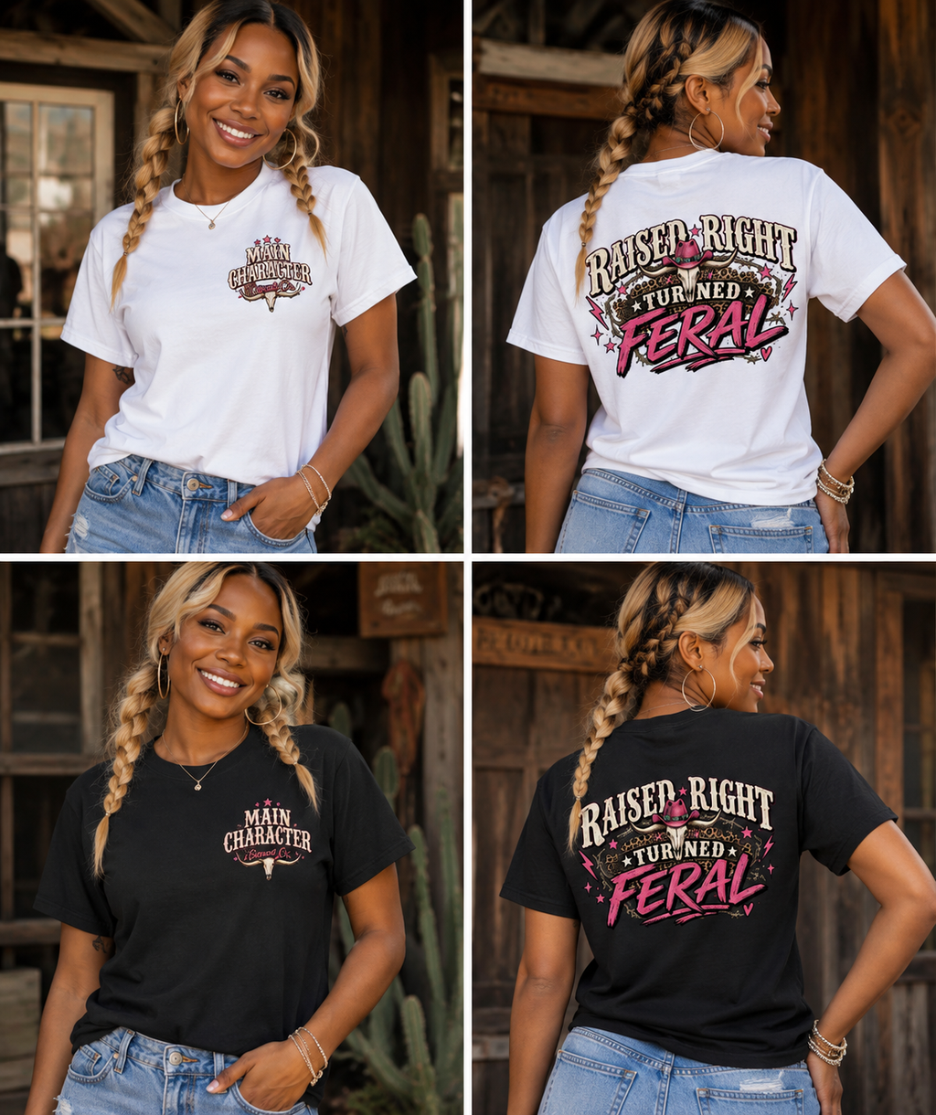 Raised Right, Turned Feral Western Graphic Tee
