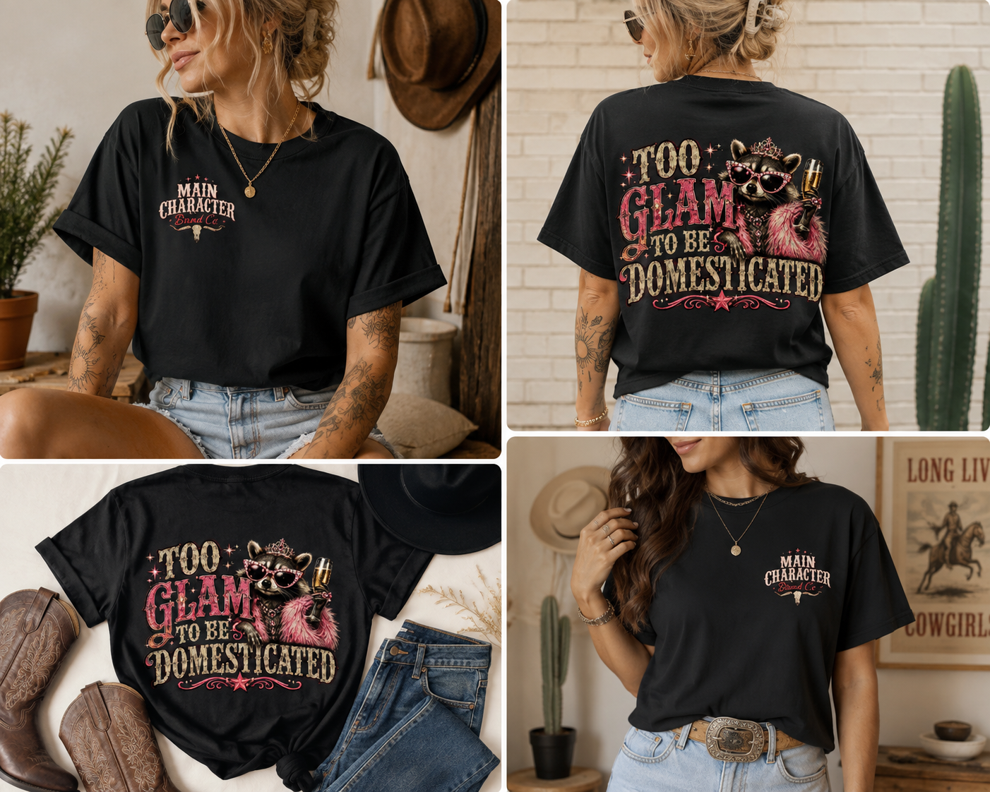 Too Glam to Be Domesticated Raccoon Graphic Tee