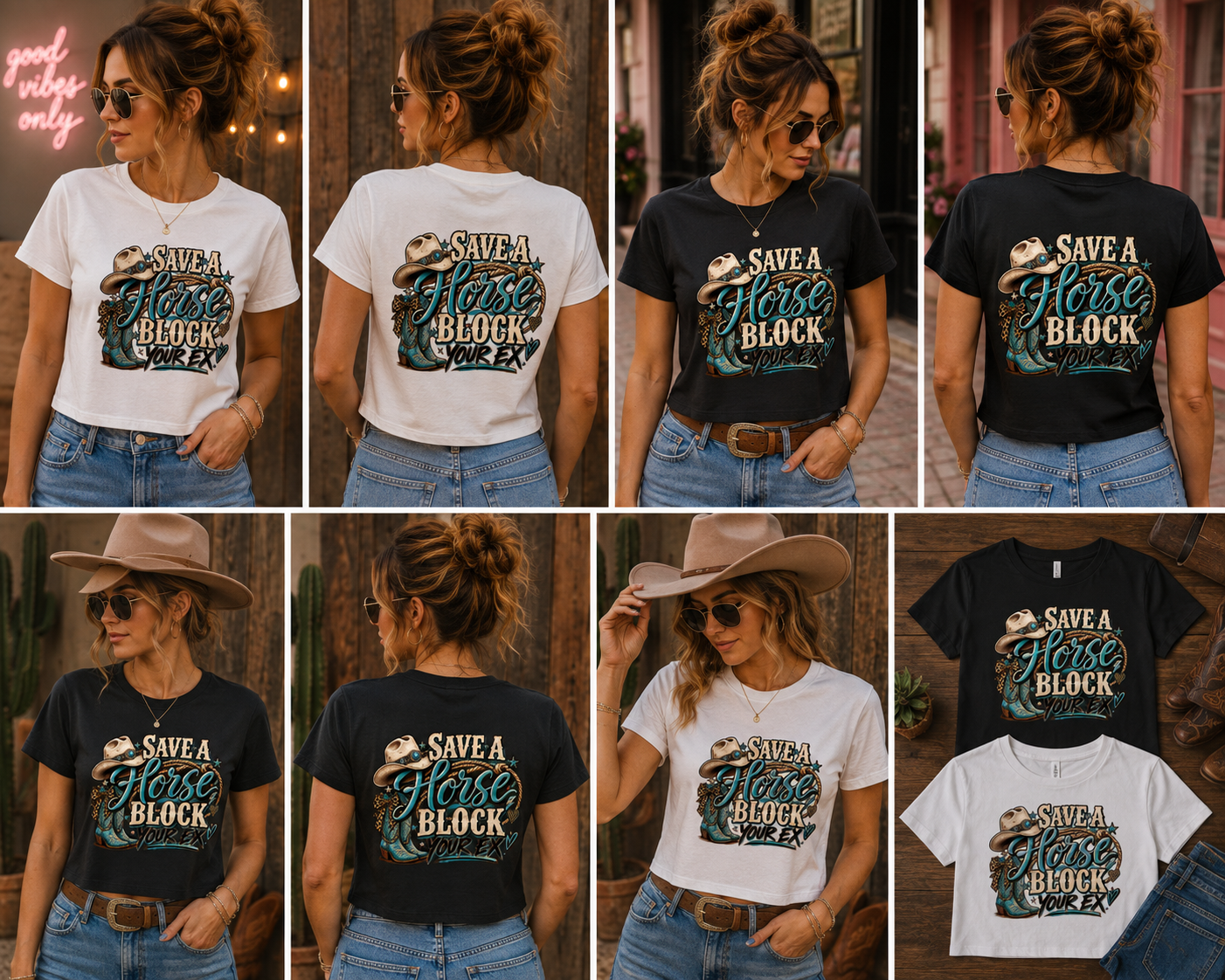 Save a Horse, Block Your Ex Graphic Cropped Tee